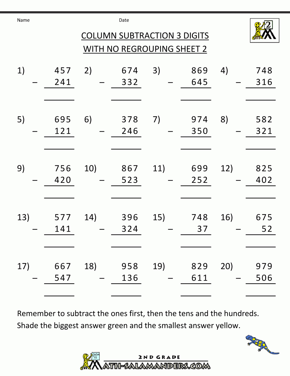 free printable 3 digit subtraction with regrouping worksheets free