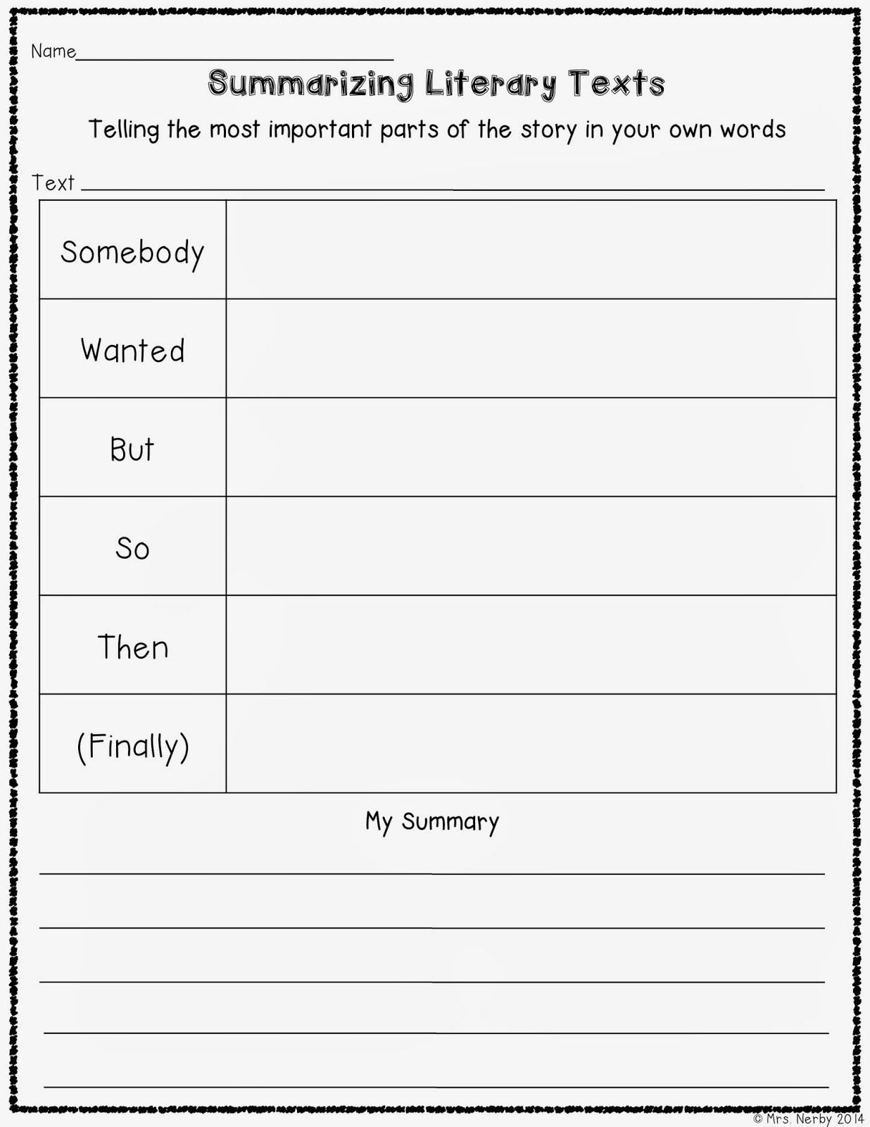 Summarizing Literary Texts (With A Freebie!) | Classroom | Teaching - Free Printable Summarizing Worksheets 4Th Grade