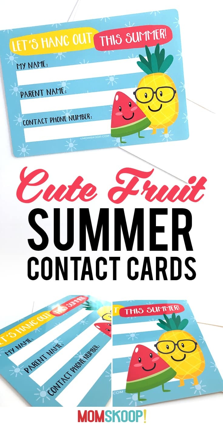 Summer Contact Cards - Free Printable To Help Kids Keep In Touch - Play Date Invitations Free Printable