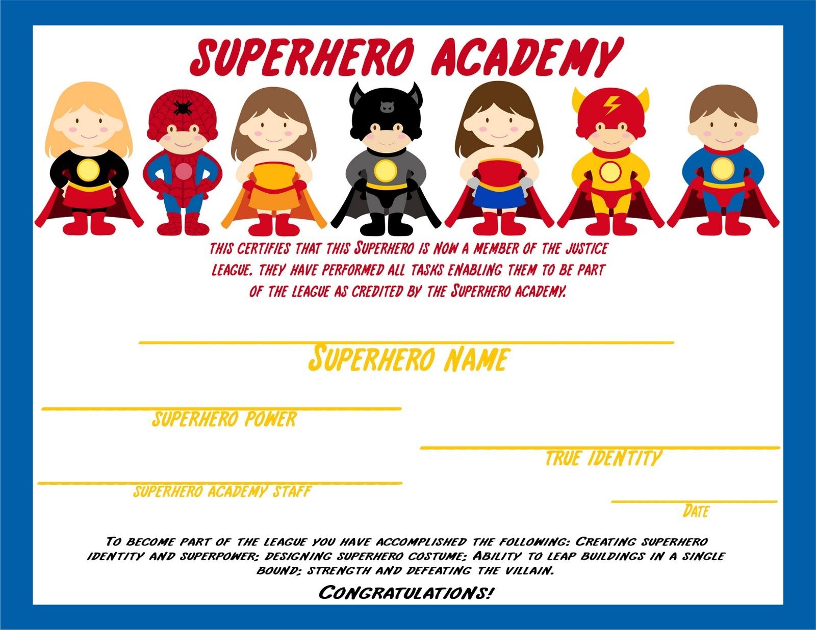 Free Superhero Certificate Template Printable Templates