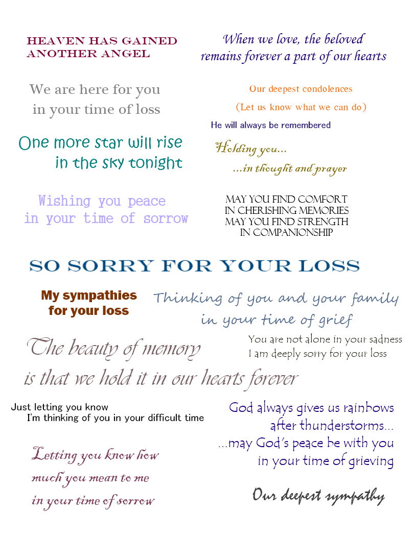 Sympathy Cards | Verses For Sympathy Cards That Express Your Deepest - Free Printable Sympathy Verses