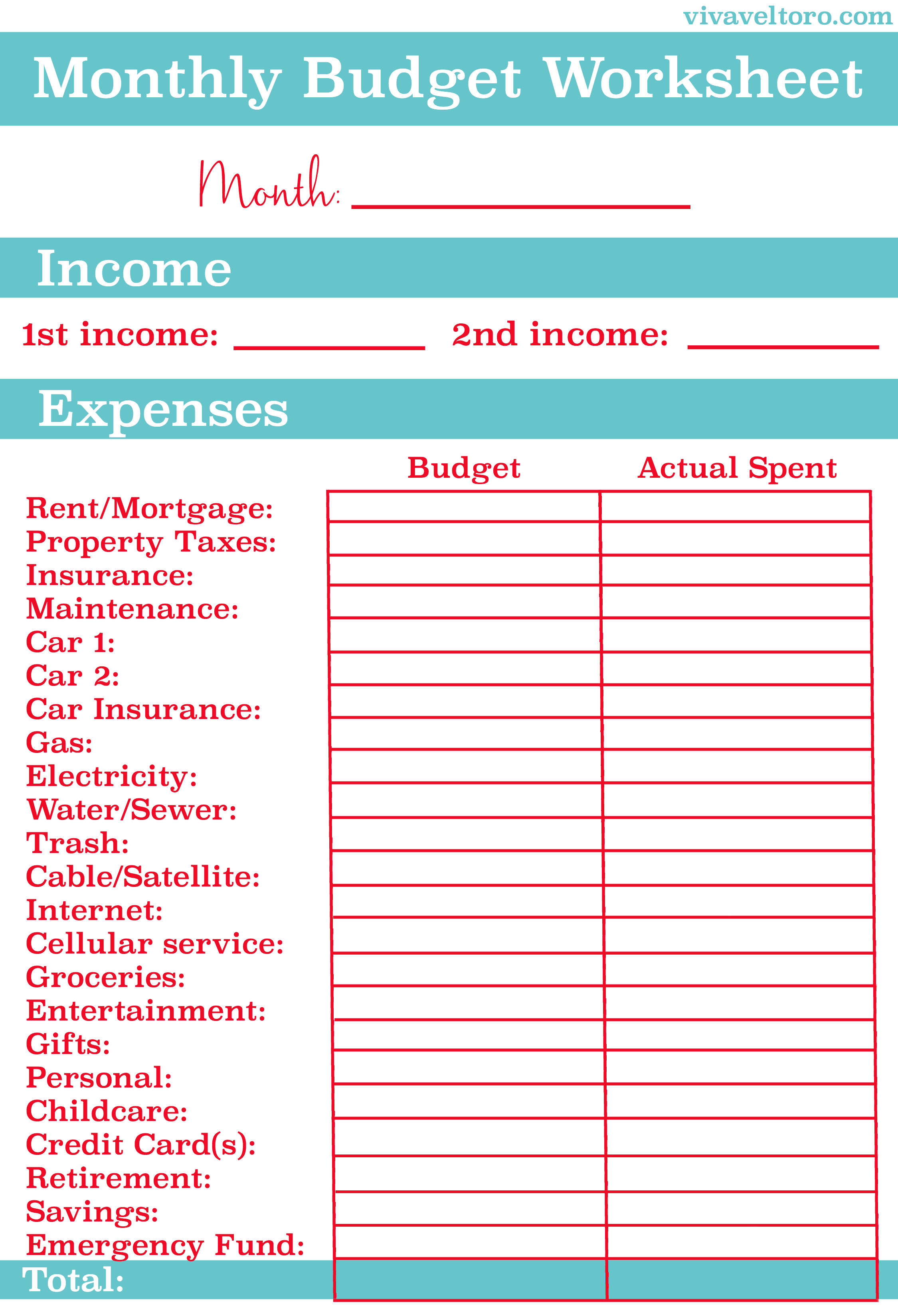 Take Control Of Your Personal Finances With This Free Printable For - Free Printable Monthly Expense Sheet