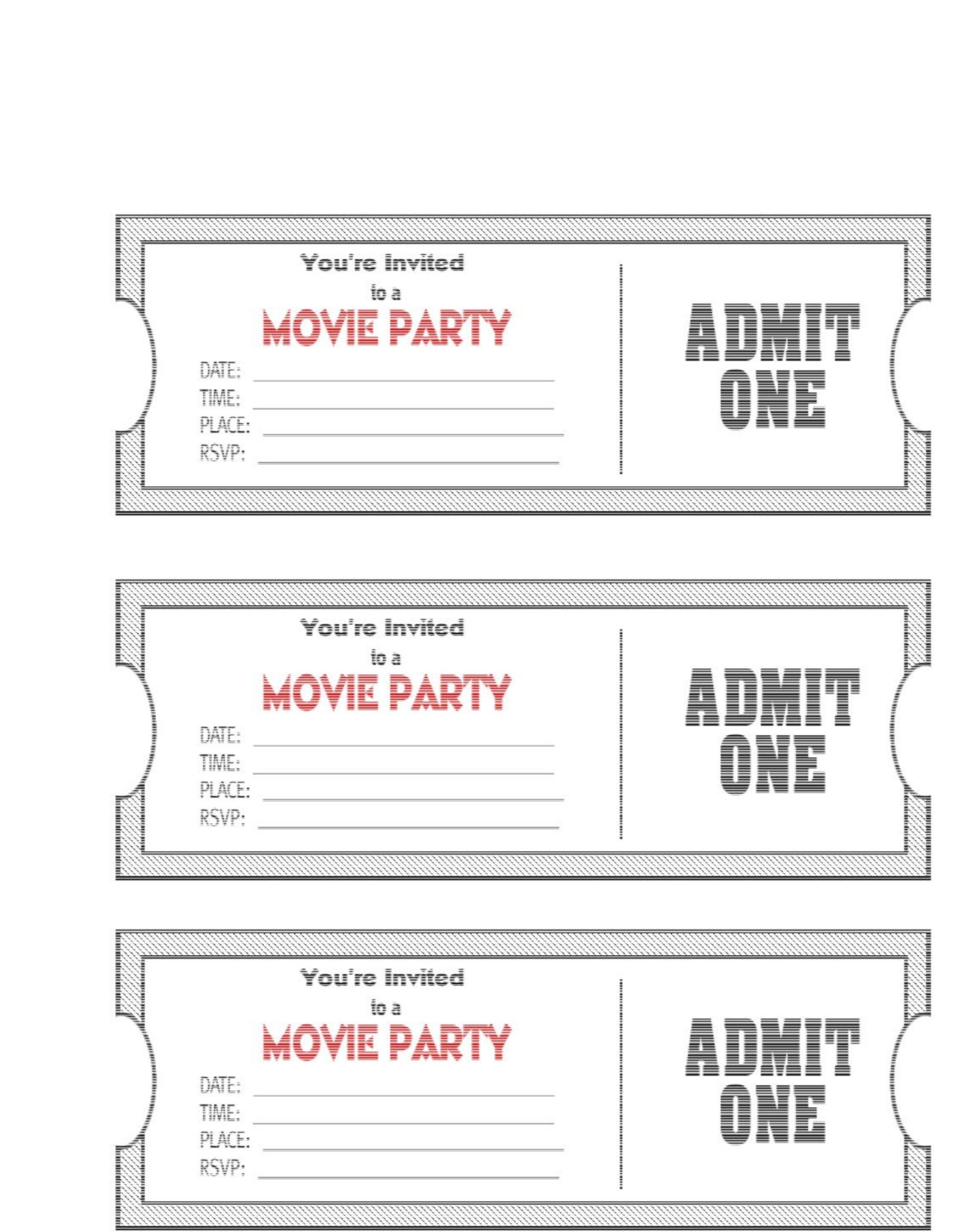 Ticket printing template