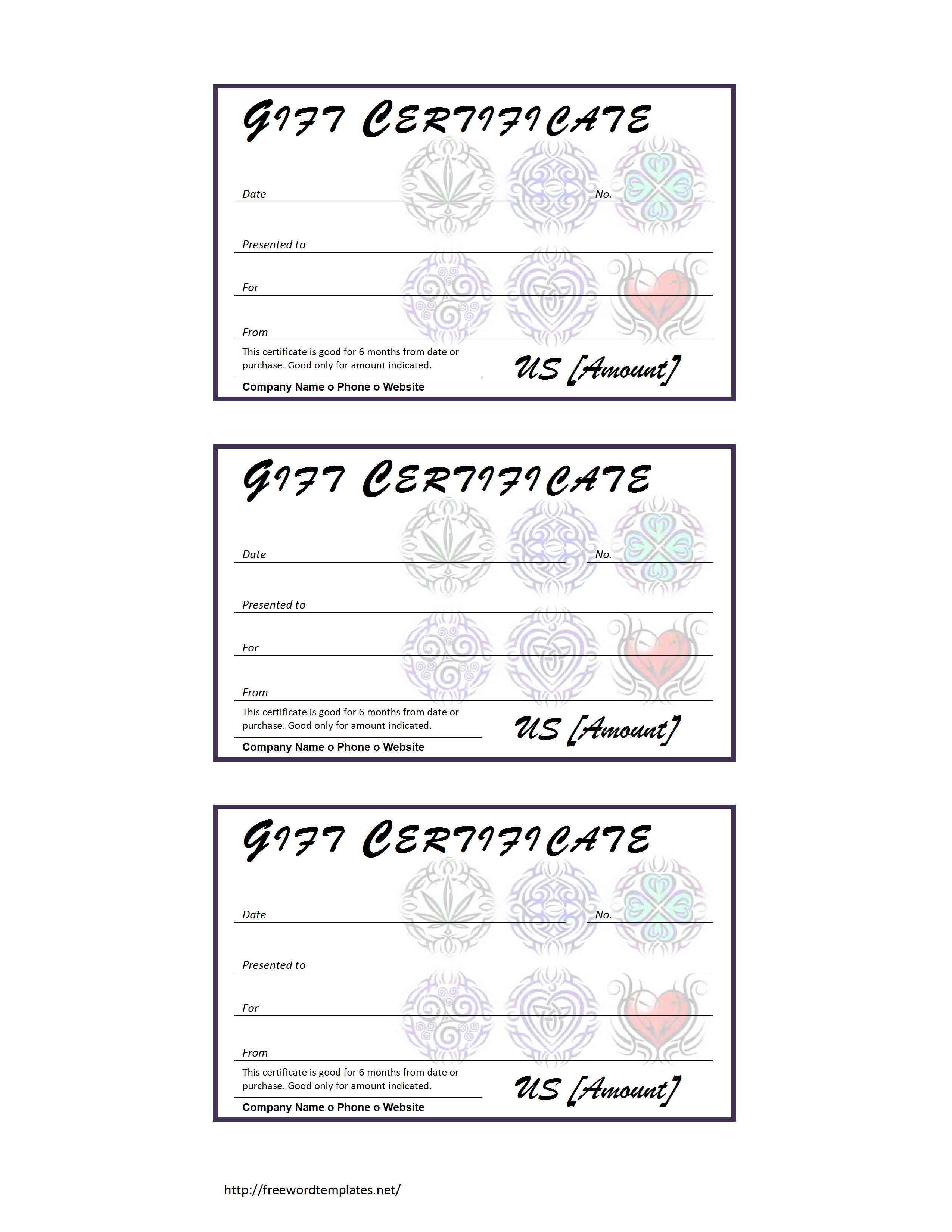 Free Printable Tattoo Gift Certificates Free Printable