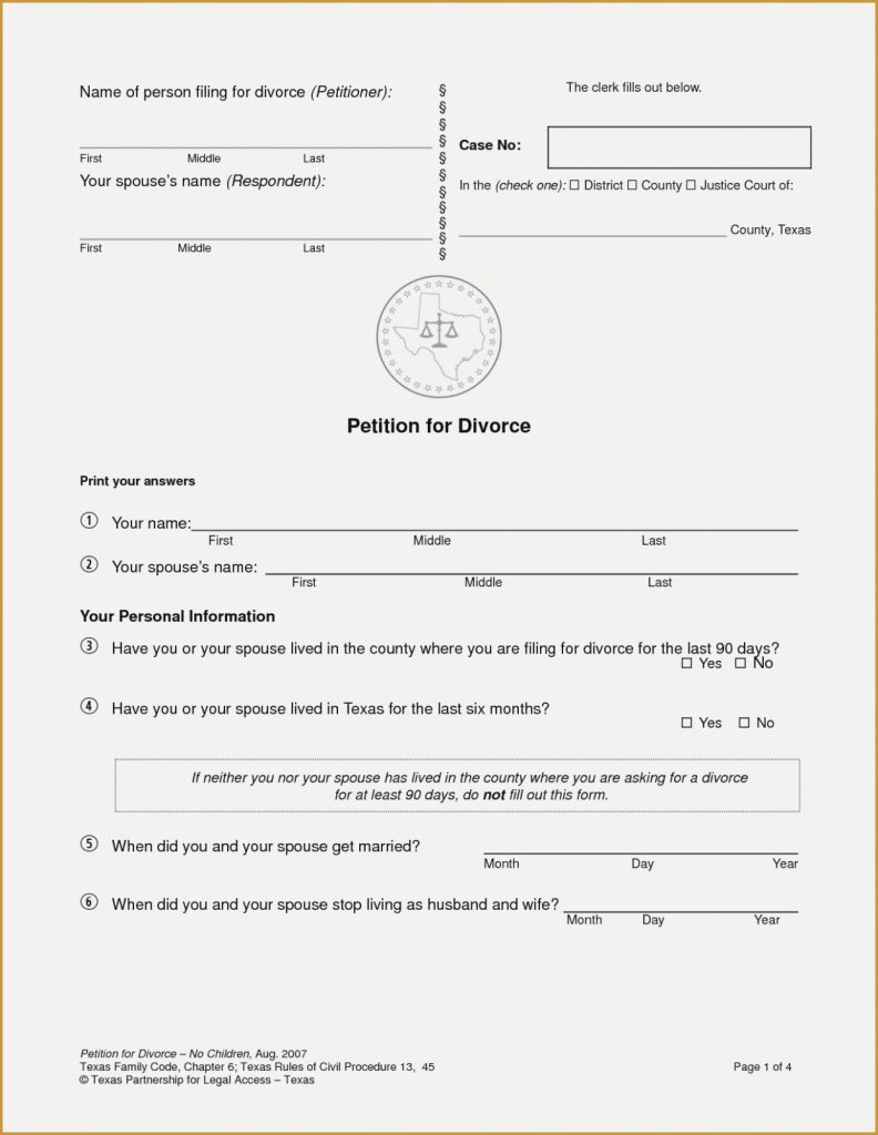 divorce papers texas pdf free download