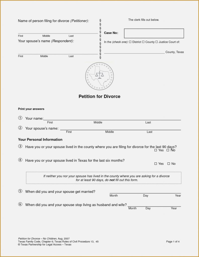 texas divorce smartonline papers blank forms p nayvii