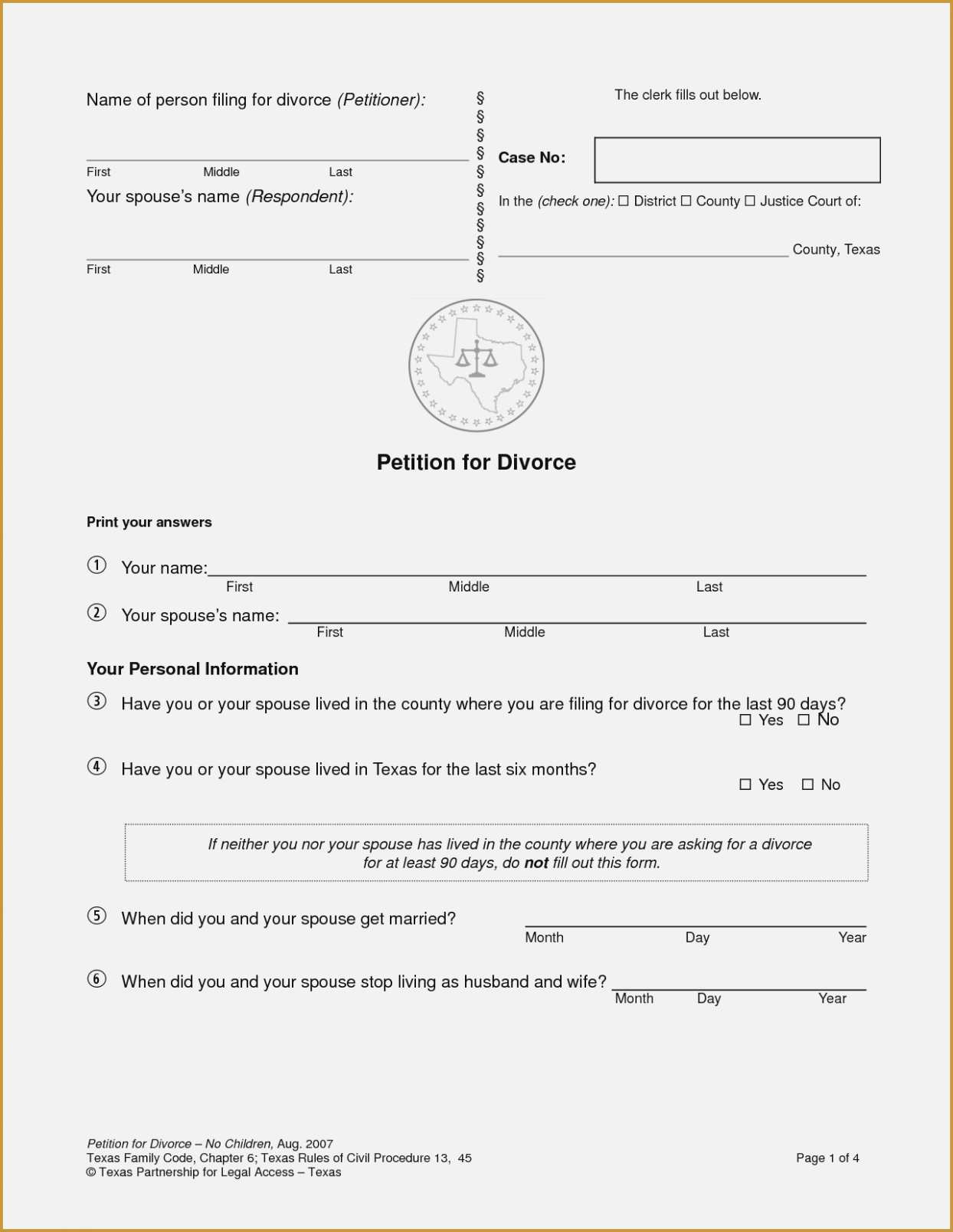 Printable Divorce Papers Illinois Printable World Holiday