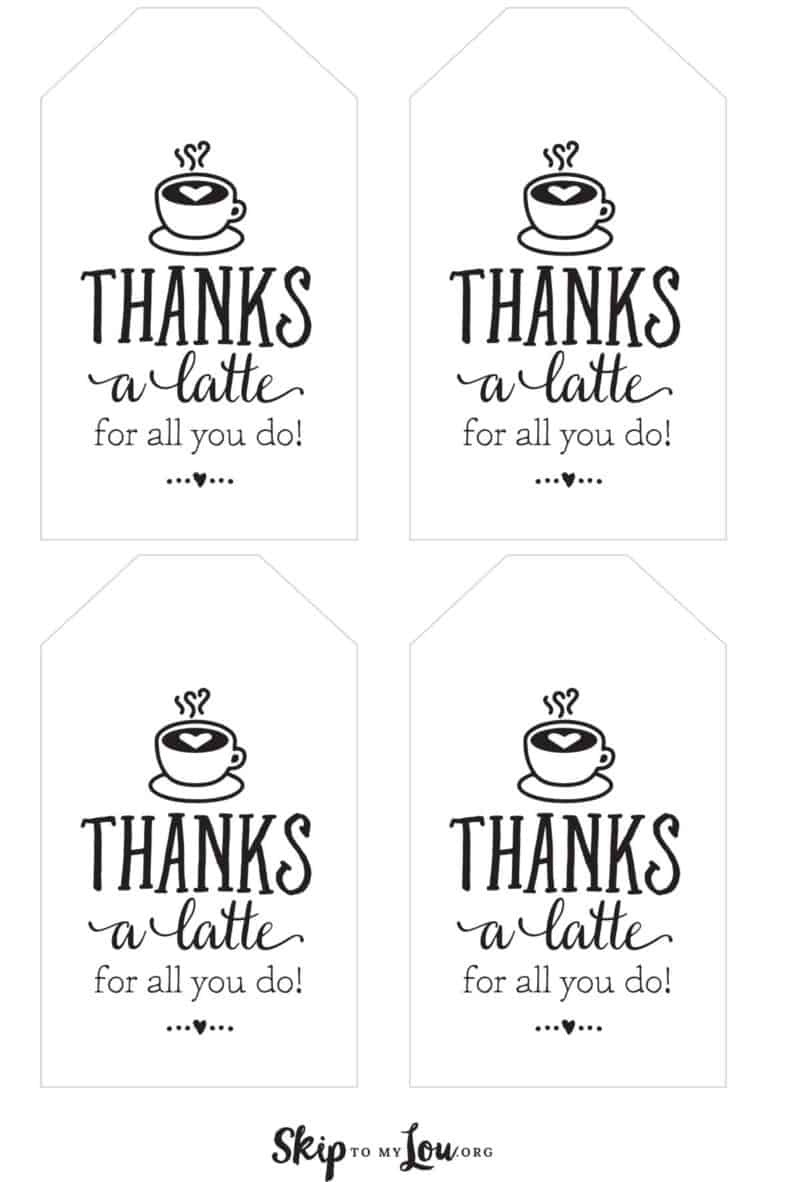 Thanks A Latte! Free Printable Gift Tags | Skip To My Lou - Thanks A Latte Free Printable Gift Tag