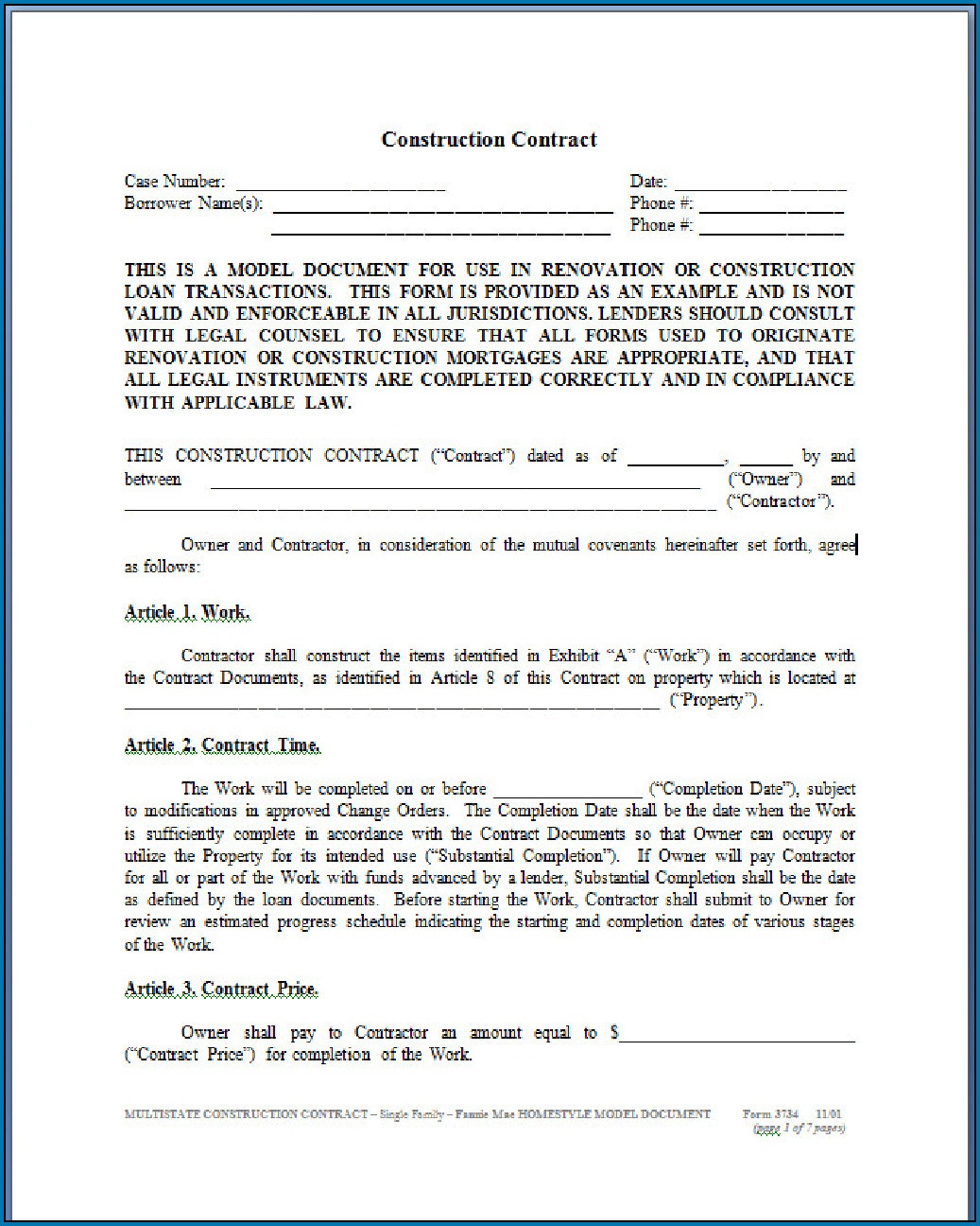 The Essentials In Using A Construction Contract #27 - Free Printable Construction Contracts