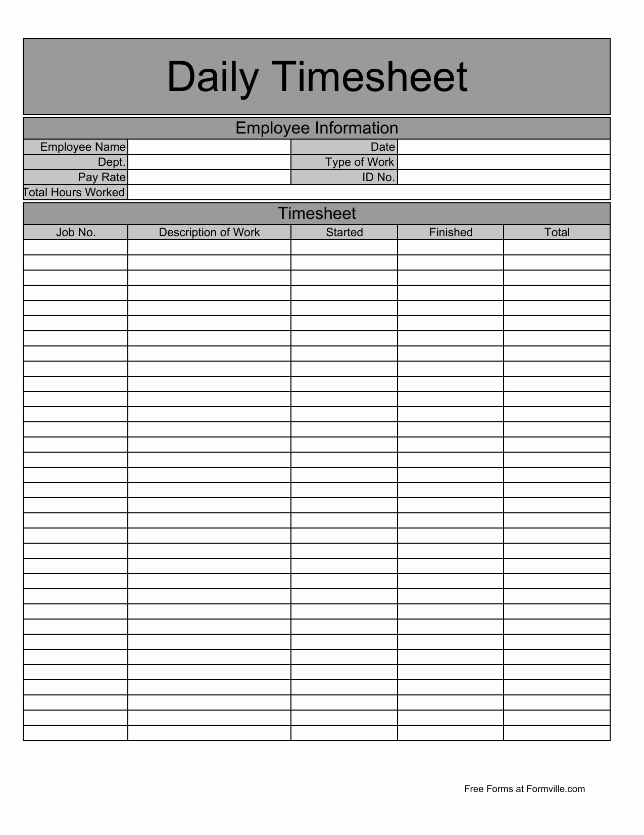 Timesheet Software Download And Download Daily Timesheet Template - Free Printable Time Sheets Pdf