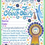 Tooth Fairy Certificate: Award For Losing Your Fourth Tooth   Free Printable Tooth Fairy Pictures