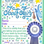 Tooth Fairy Certificate: Well Done For Brushing Your Teeth Twice A   Free Printable Tooth Fairy Pictures