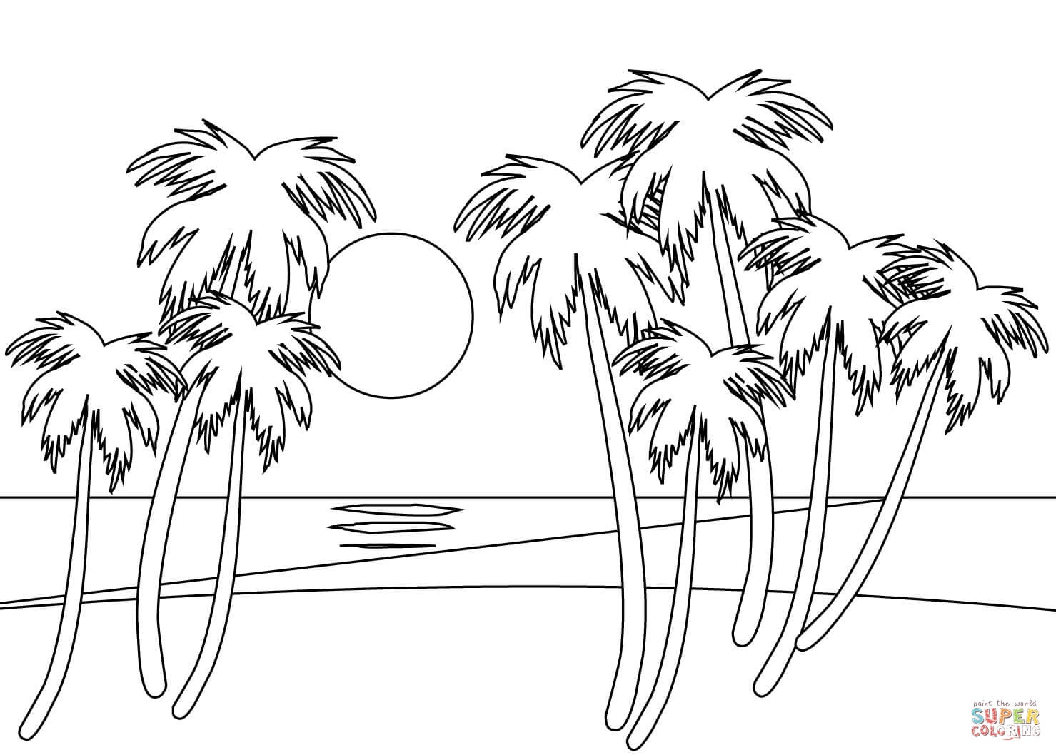 Tropical Beach Coloring Page | Free Printable Coloring Pages - Free Printable Beach Coloring Pages
