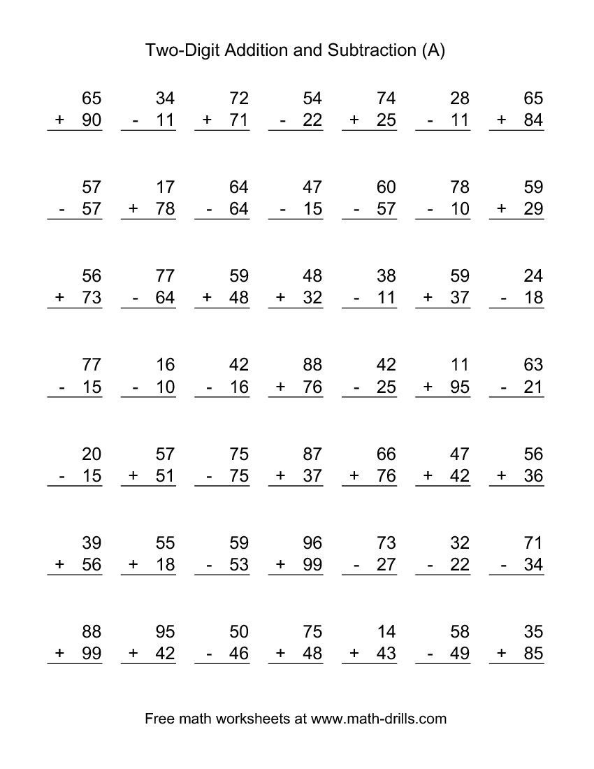 Addition And Subtraction Worksheets Free Printables