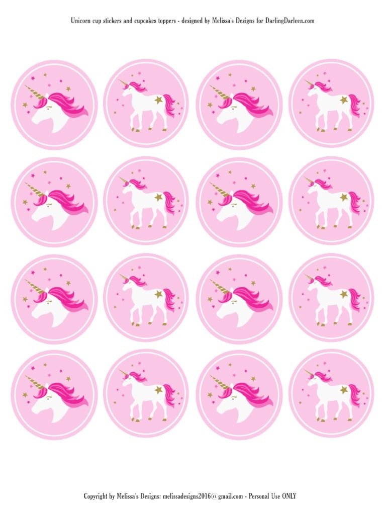 Unicorn Stickers &amp;amp; Cupcake Toppers | Party: Unicorn | Unicorn - Free Printable Unicorn Cupcake Toppers