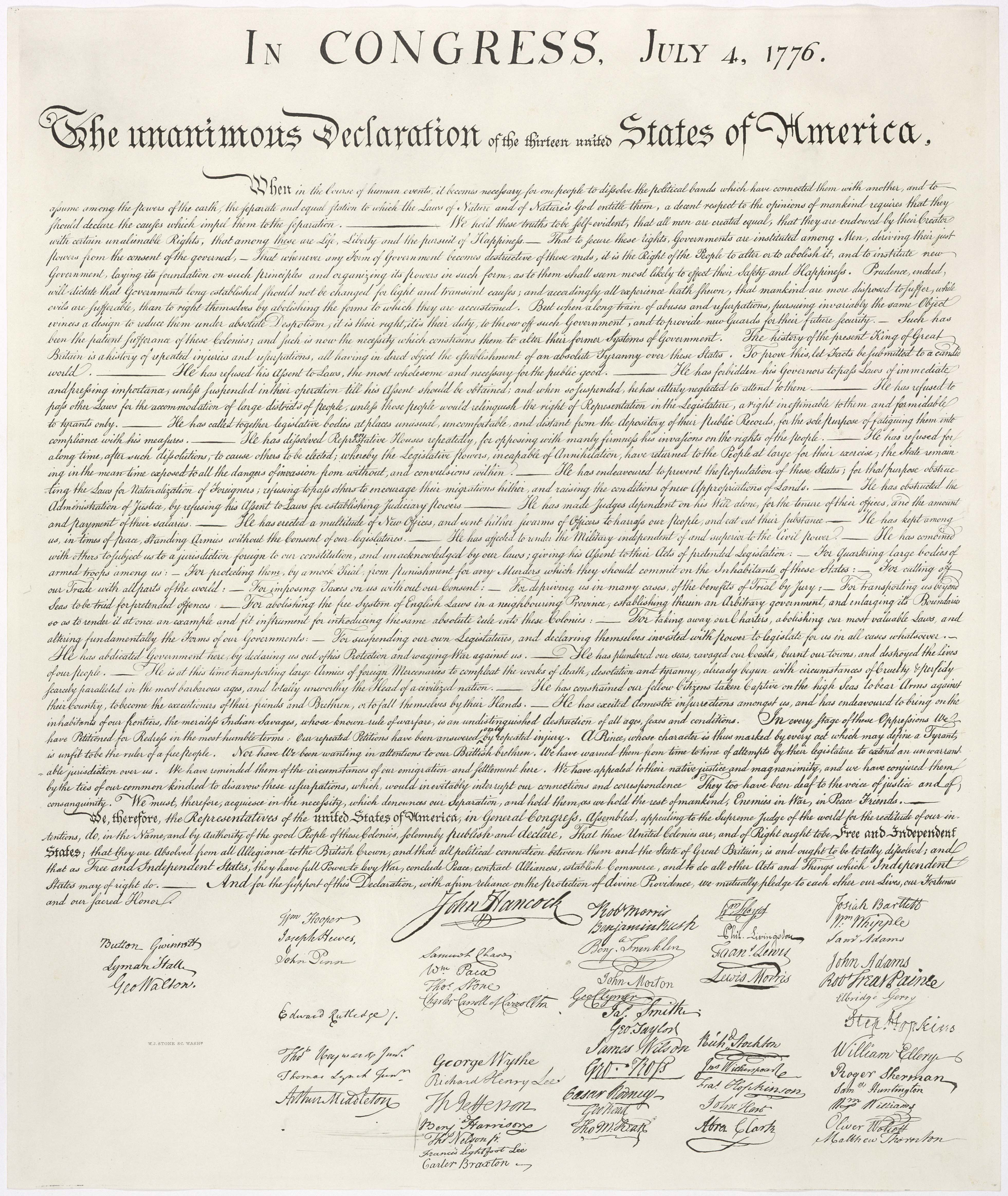 United States Declaration Of Independence - Wikipedia - Free Printable Copy Of The Declaration Of Independence