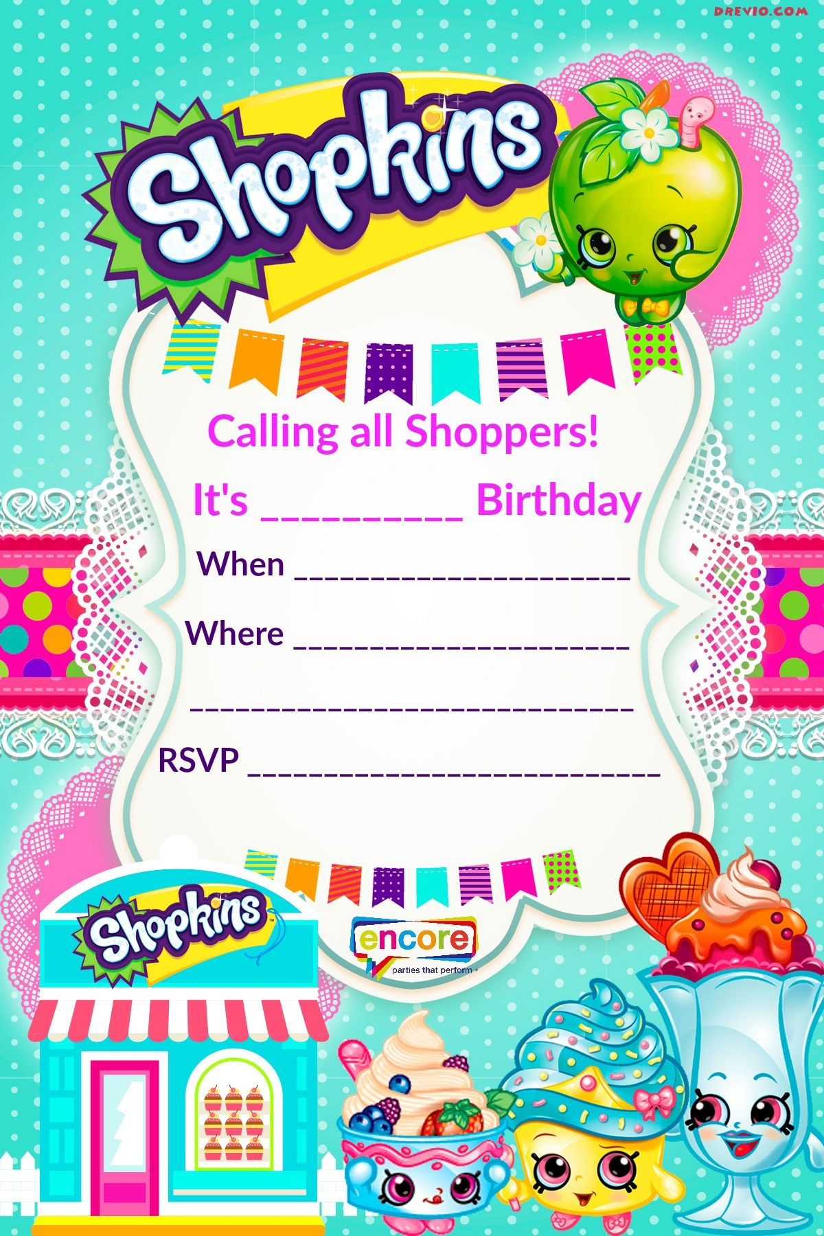 Updated - Free Printable Shopkins Birthday Invitation | Free - Shopkins Banner Printable Free