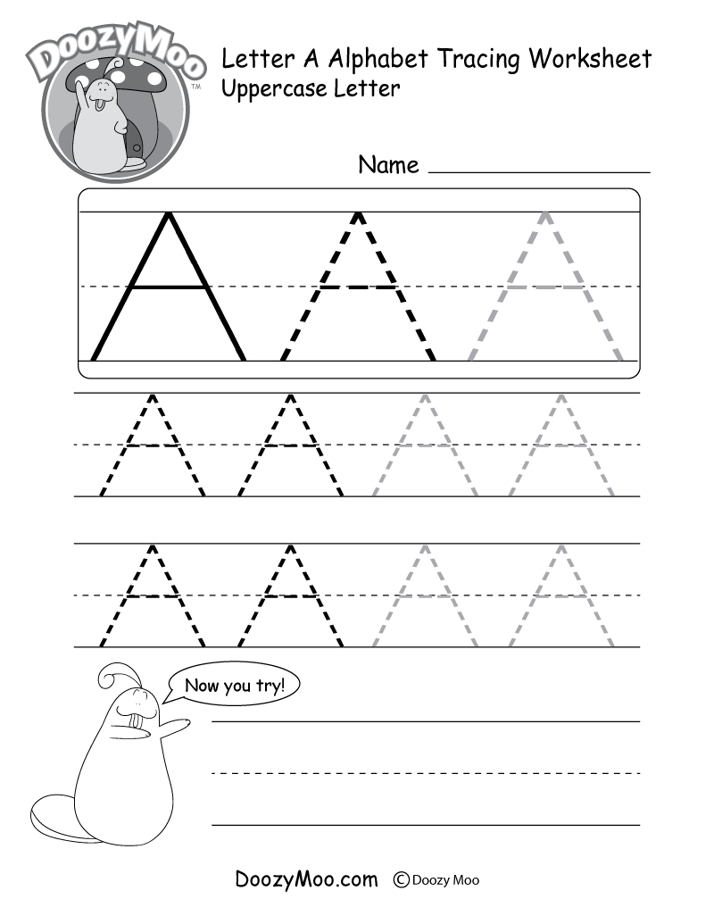 Uppercase Letter Tracing Worksheets (Free Printables) - Doozy Moo - Free Printable Name Tracing Worksheets