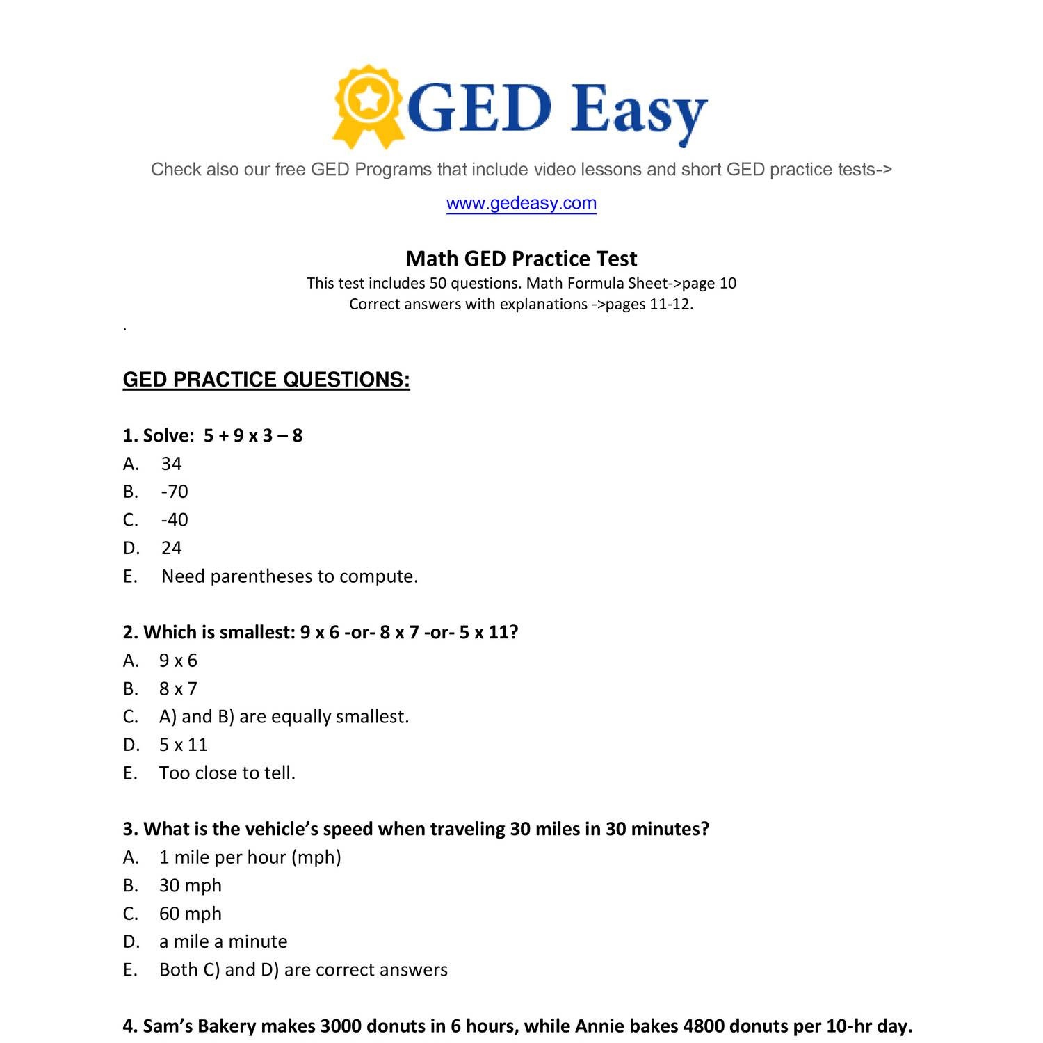 practice math ged questions