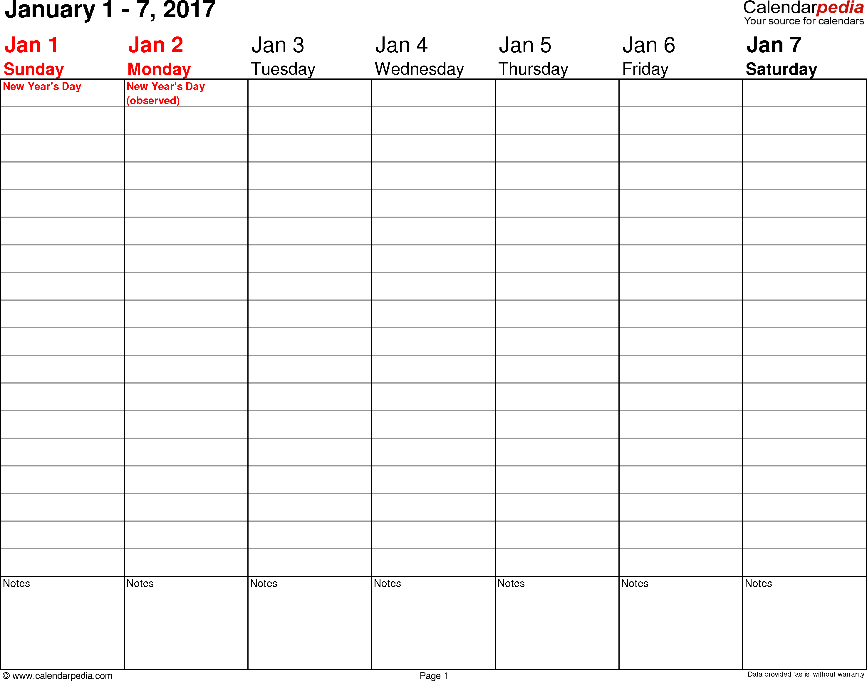 Weekly Calendar 2017 For Word - 12 Free Printable Templates - Free Printable Agenda 2017