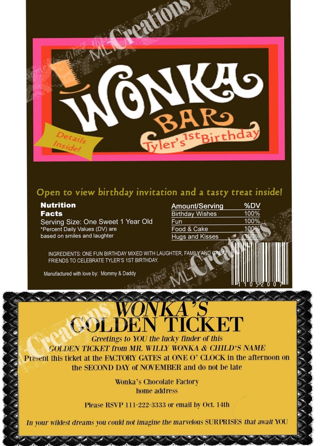 Printable Wonka Bar Wrapper