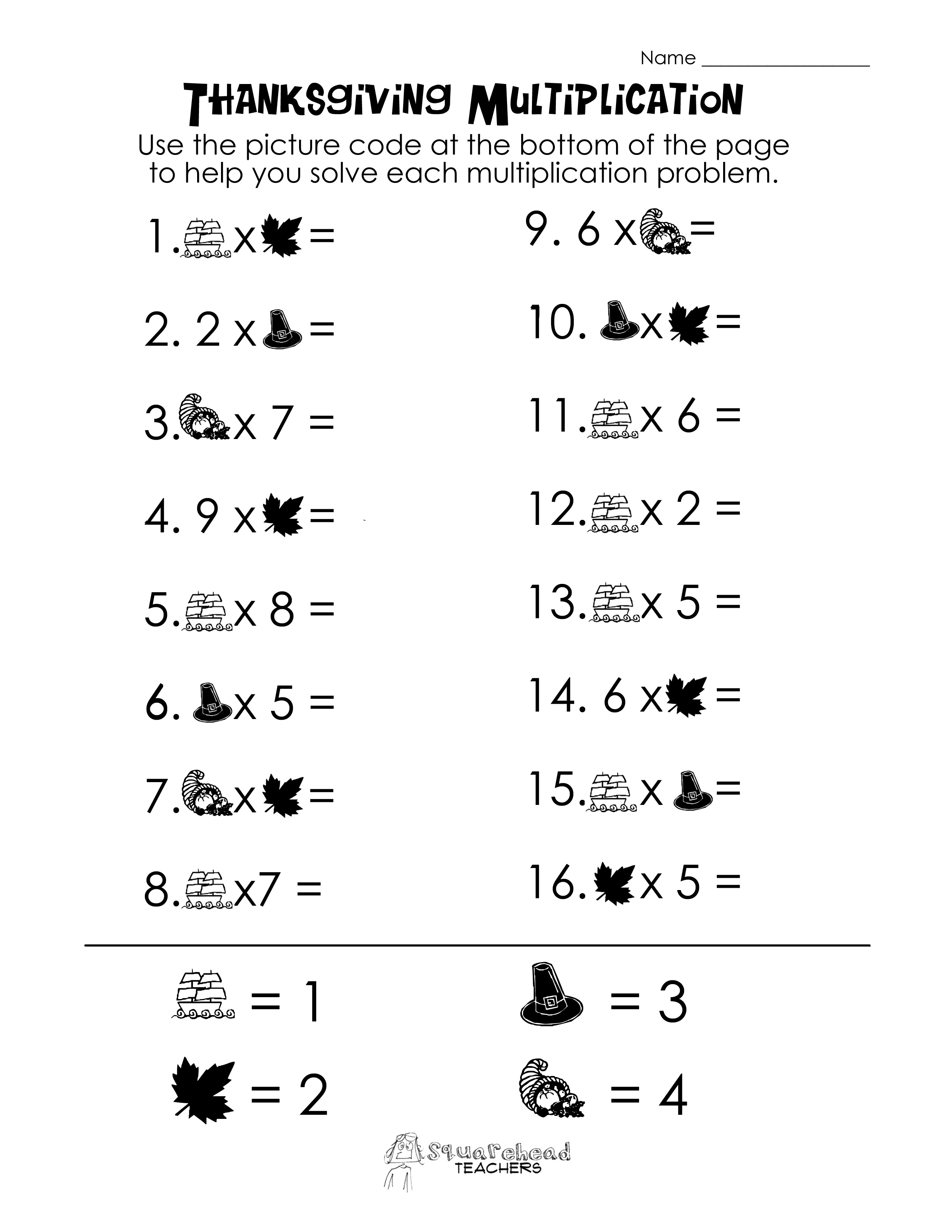 Math Worksheets Thanksgiving Free Printable Free Printable