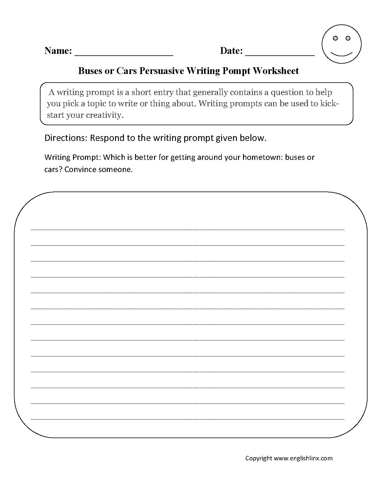 Writing Prompts Worksheets | Persuasive Writing Prompts Worksheets - 6Th Grade Writing Worksheets Printable Free