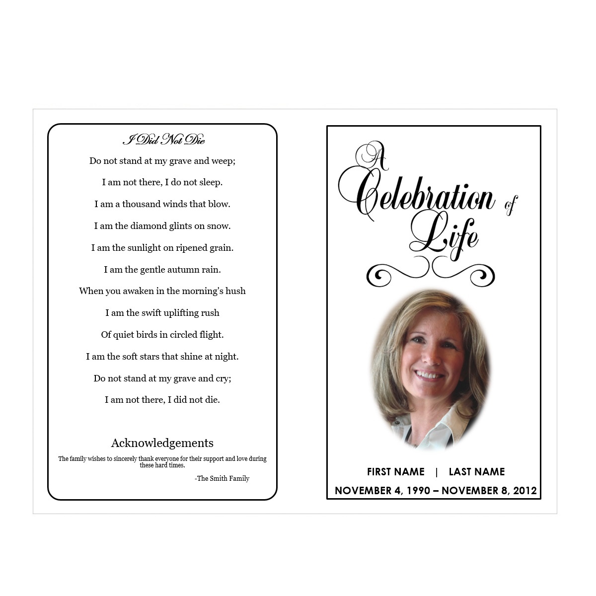 Free Funeral Program Template Printable Printable Blank World