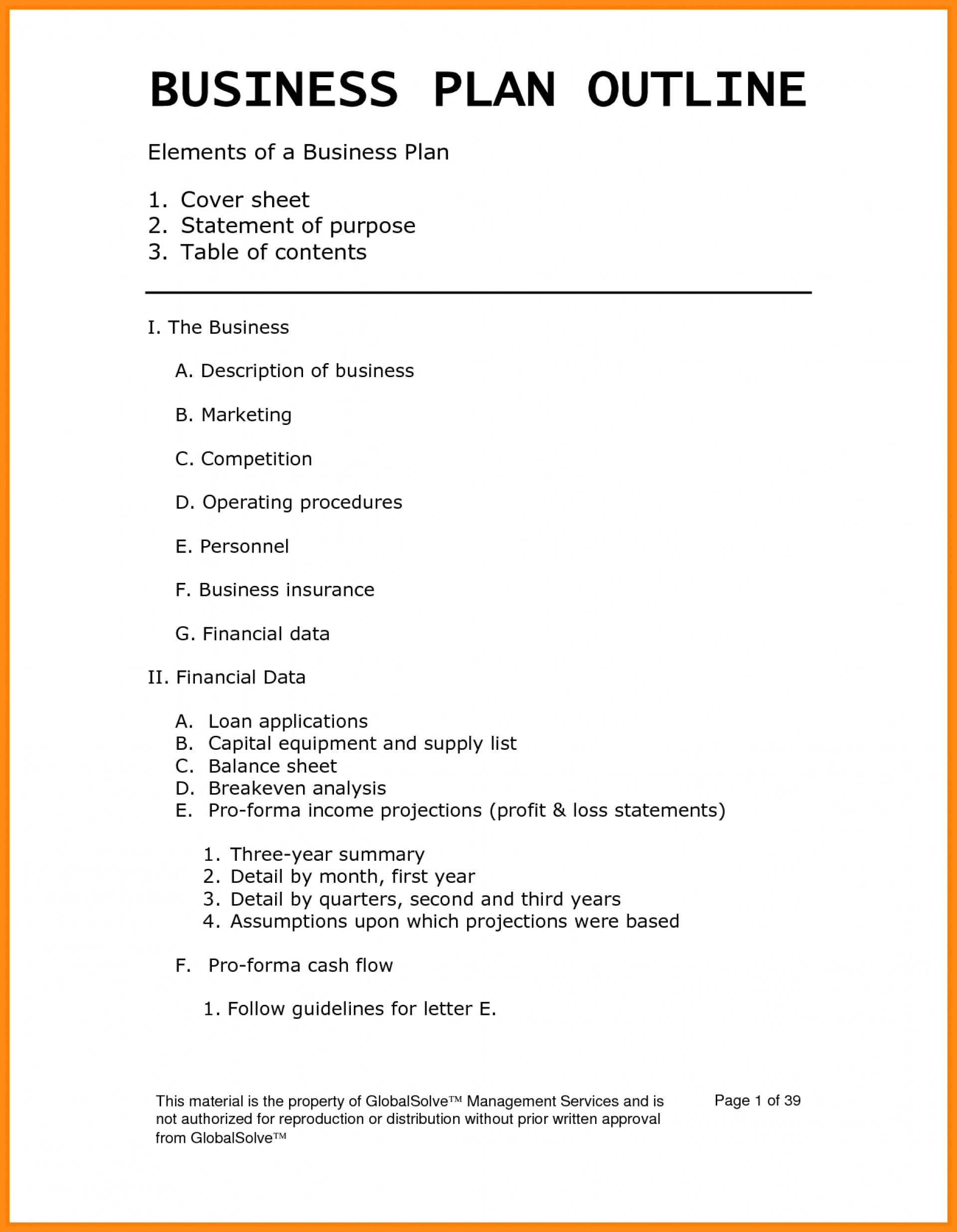 easy small business plan template