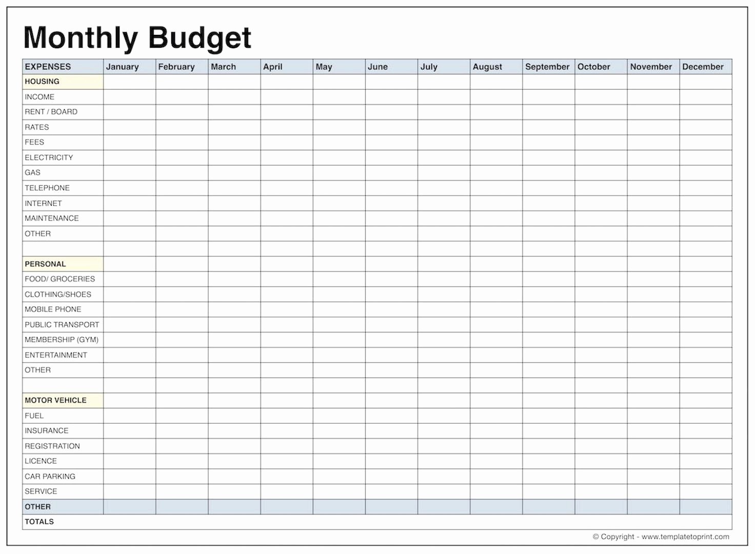 monthly budget sheet example