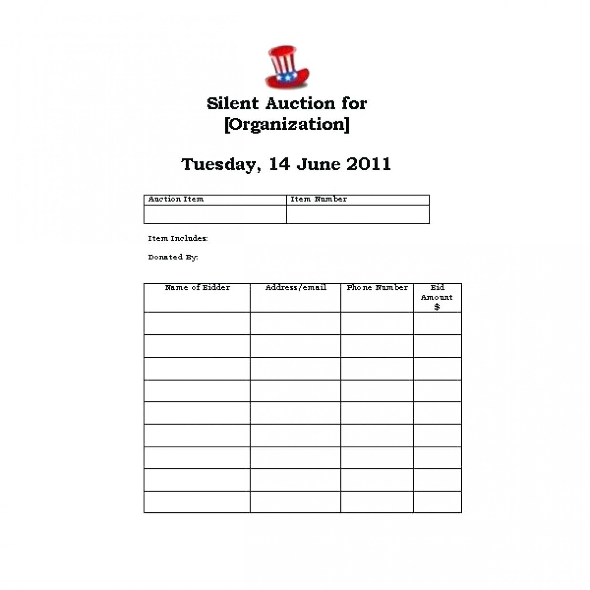 015 Silent Auction Forms Templates Sign Up Sheets Bid Sheet - Free Printable Silent Auction Bid Sheets