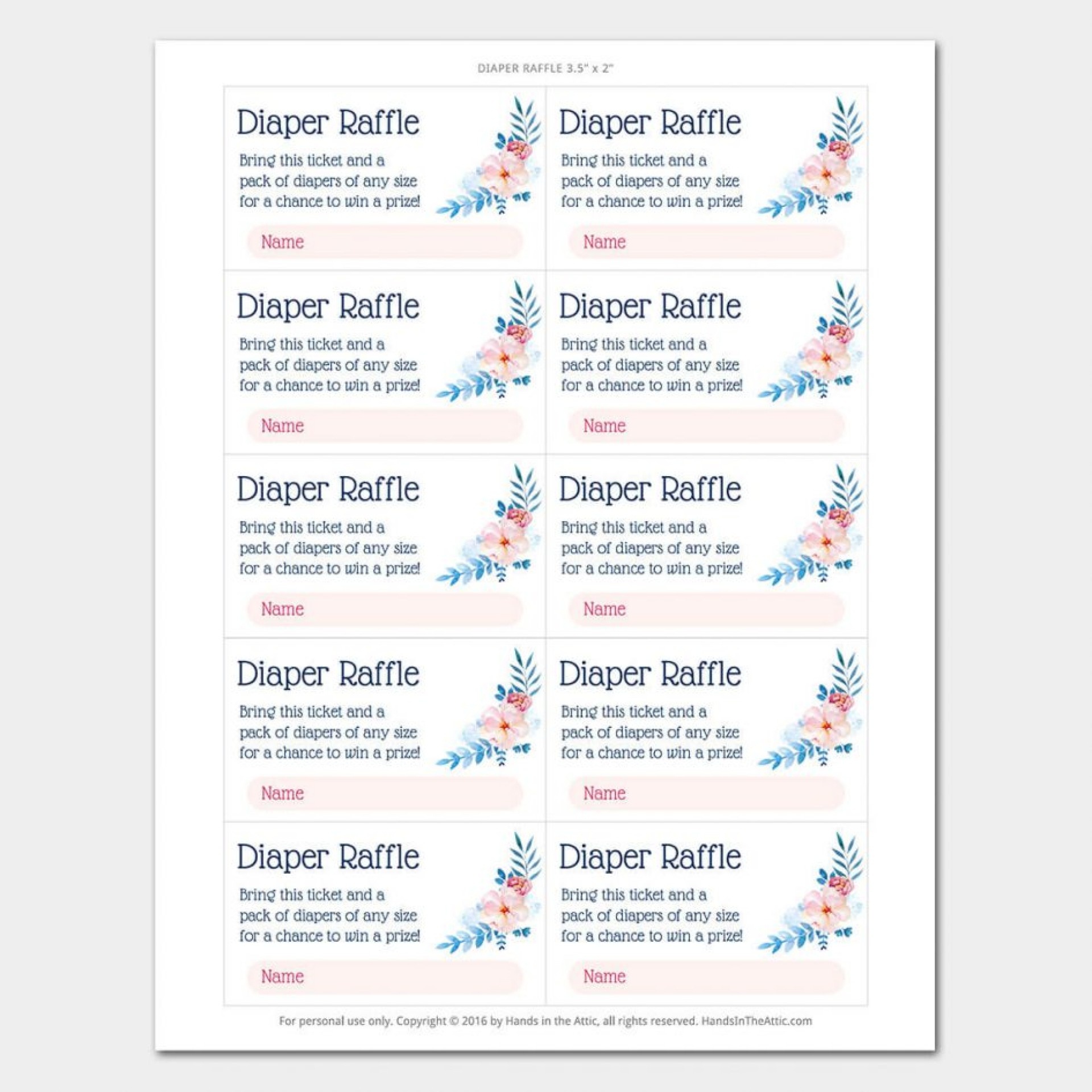 diaper raffle tickets