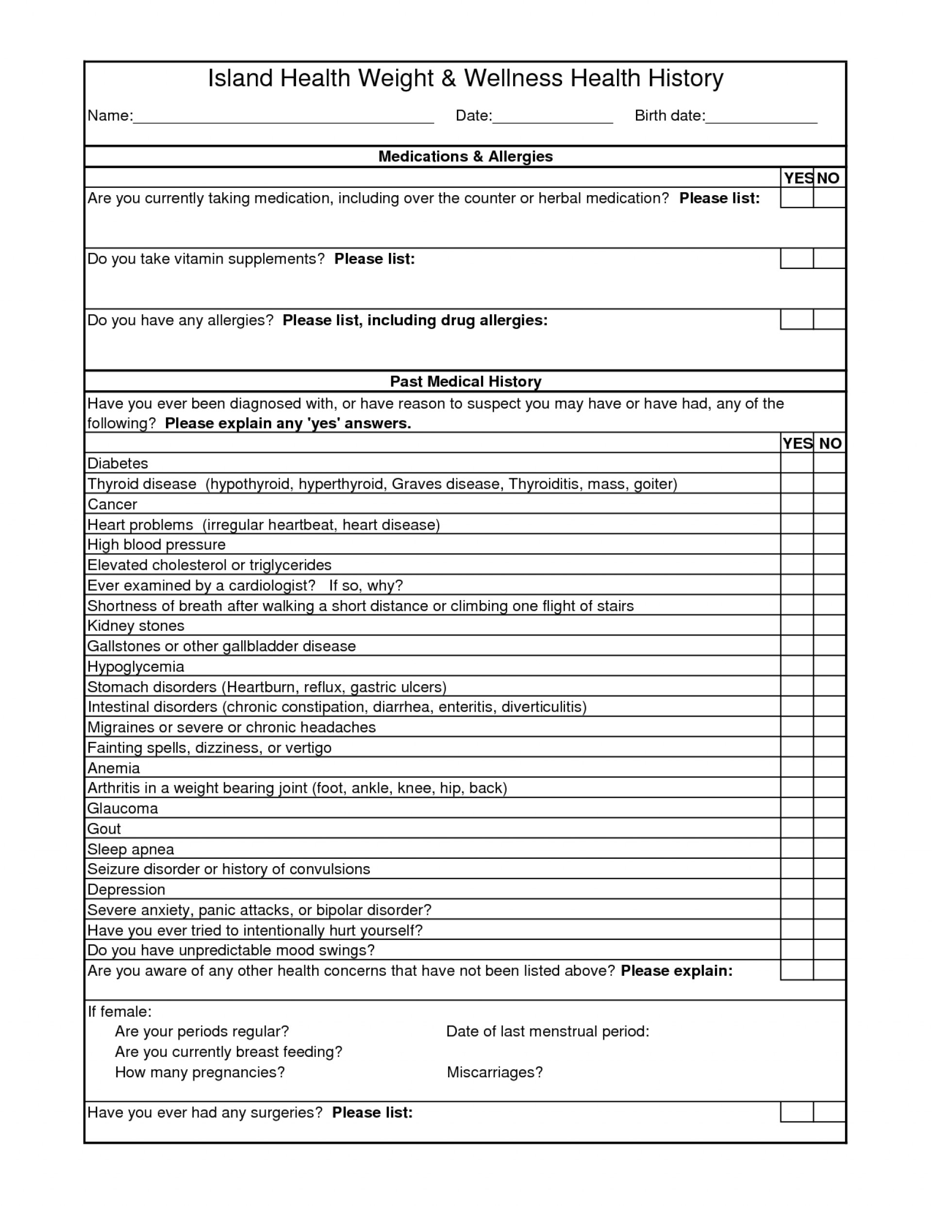 021 Template Ideas Free Printable Medical History Forms 142171 - Free Printable Personal Medical History Forms