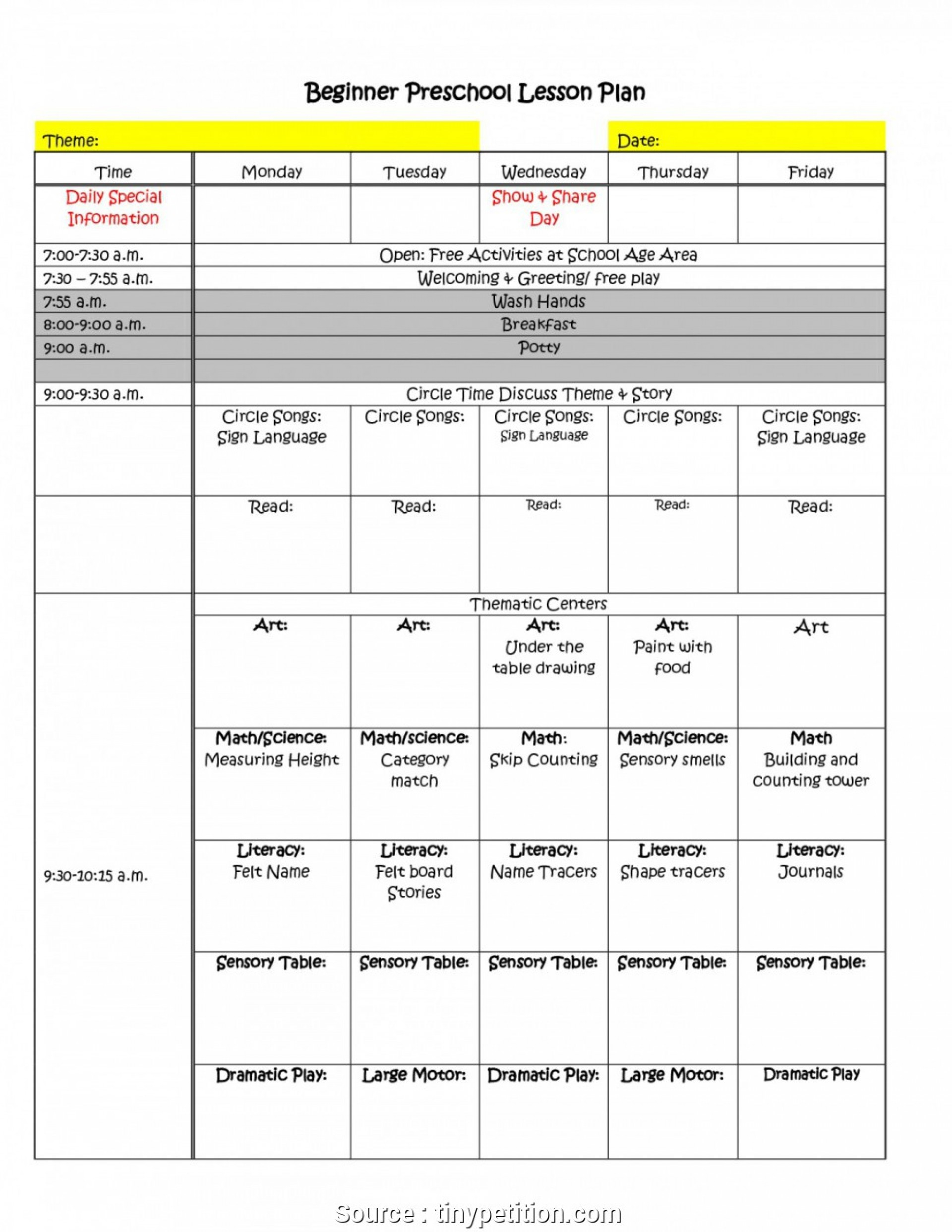 Early Childhood Education Lesson Plan Template