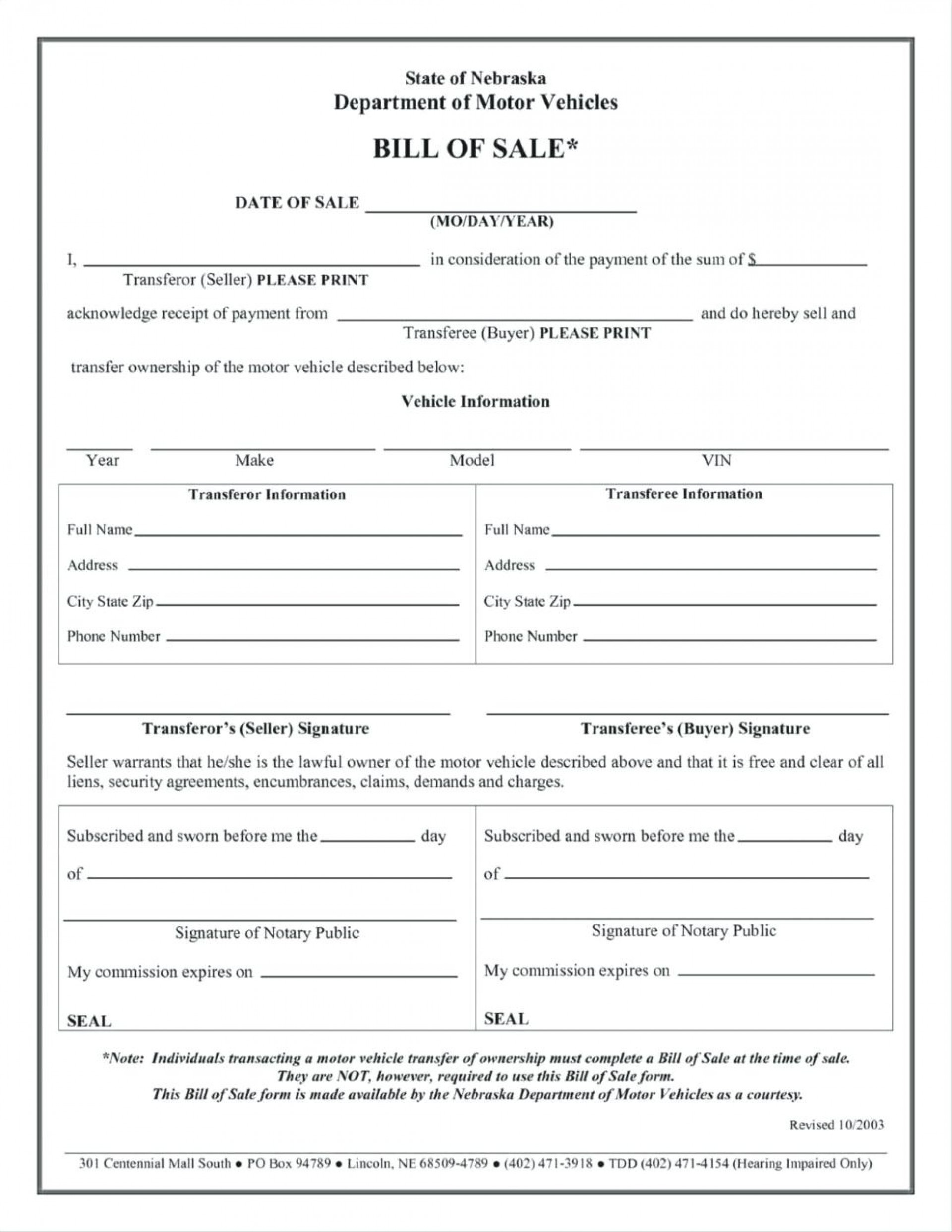 024 Free Printable Bill Of Sale Form Vehicle Template And For Mobile - Free Printable Mobile Home Bill Of Sale