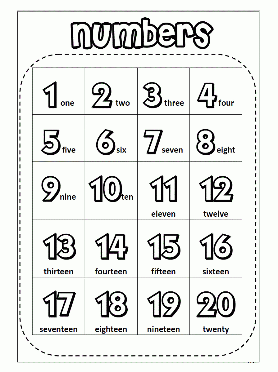 Free Printable Number Chart 1 20