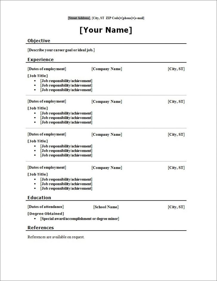 Free Printable Blank Resume