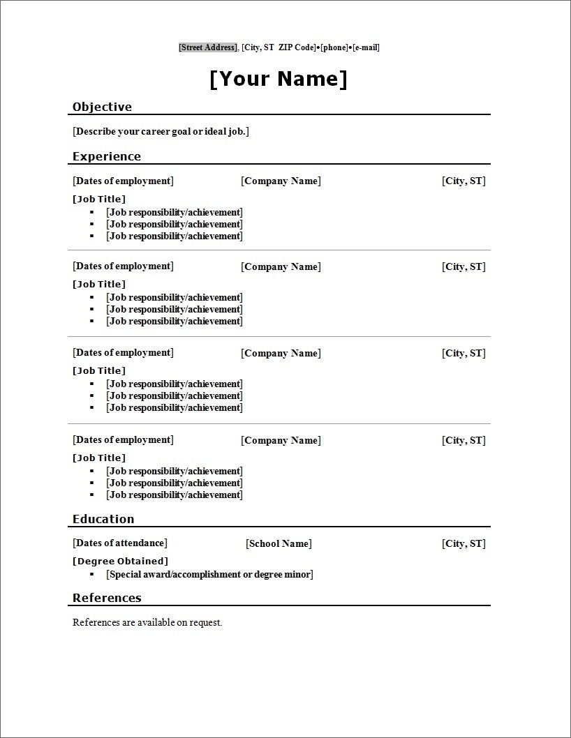 10 Blank Resume Template Pdf Professional List Free Printable 3 - Free Printable Blank Resume