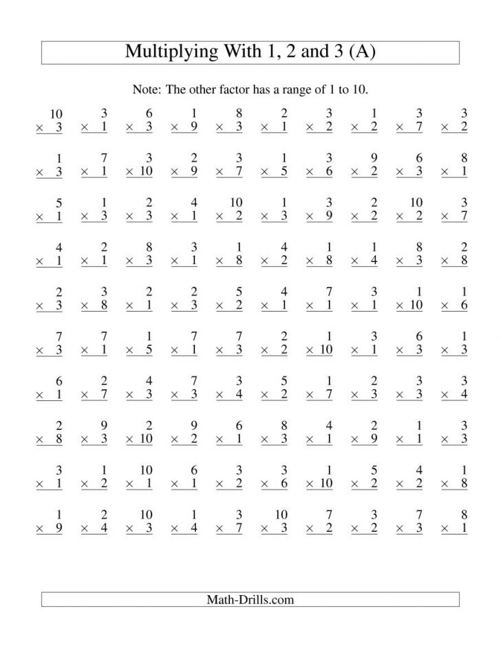 100 Vertical Questions Multiplication Facts 1 31 10 A Free Printable Multiplication 