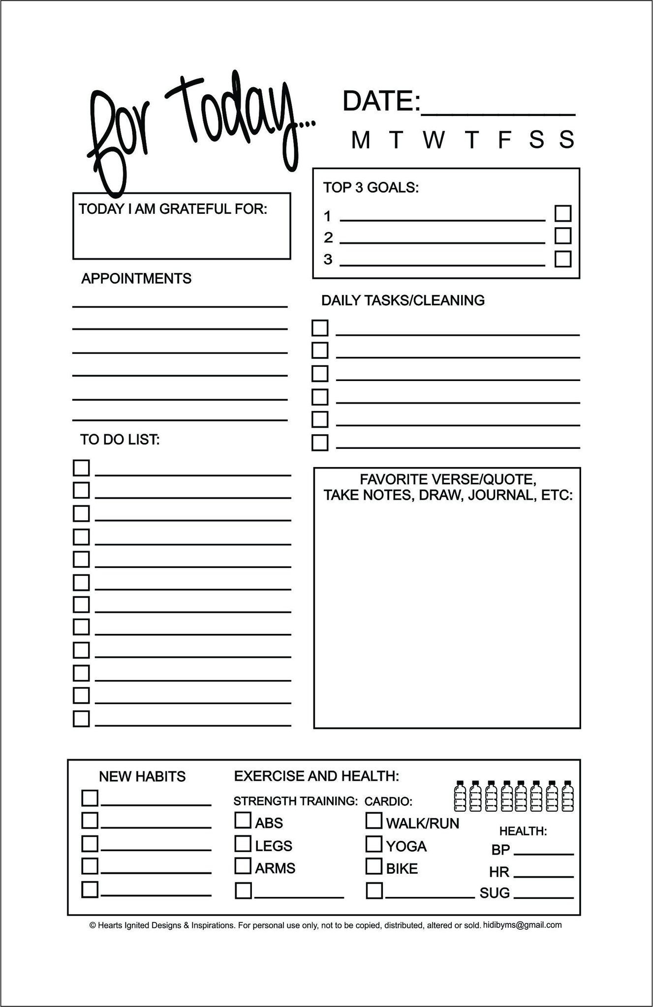 free personal task planner template