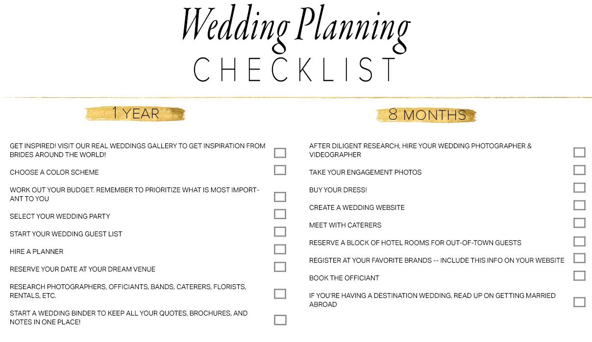 11 Free, Printable Wedding Planning Checklists - Free Printable Wedding Organizer Templates