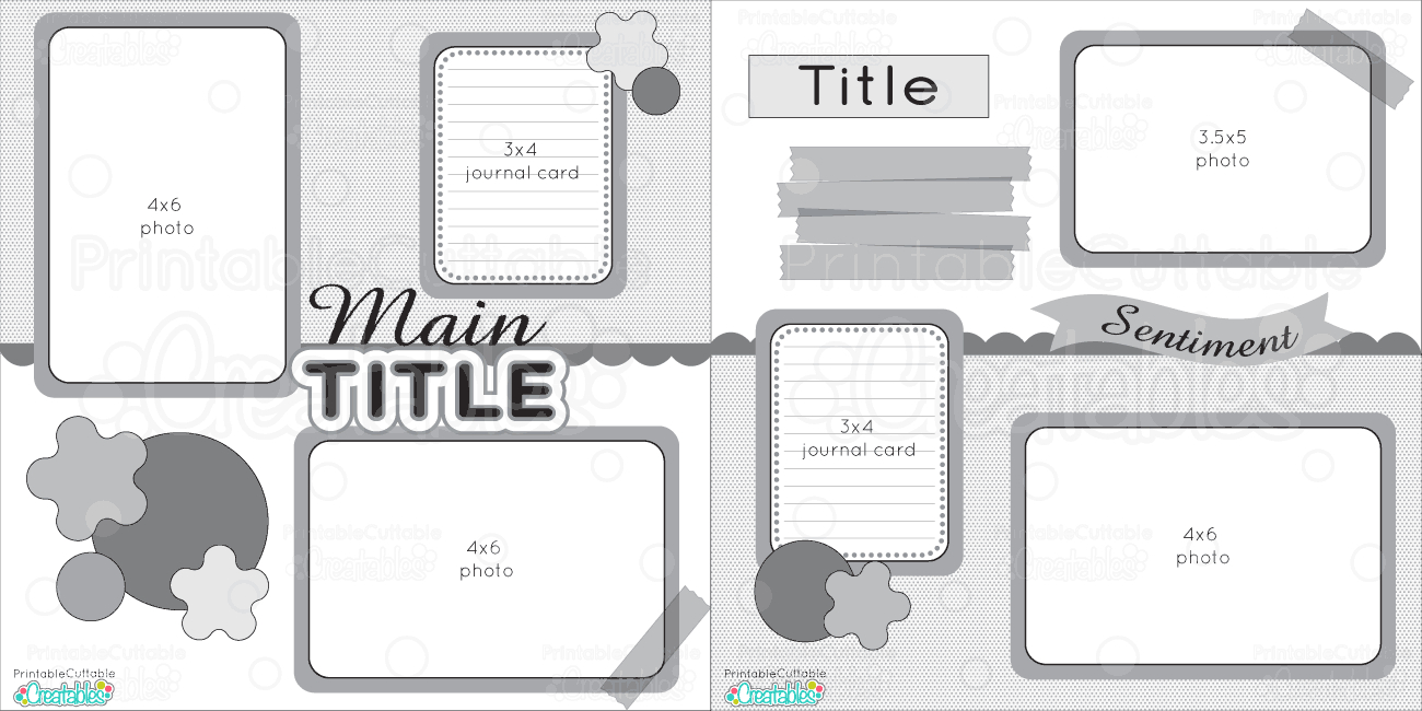 12X12 Two Page Free Printable Scrapbook Layout - Free Printable Scrapbook Templates