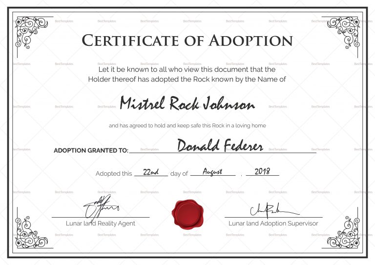 14+ Adoption Certificate Templates | Proto Politics - Fake Adoption ...