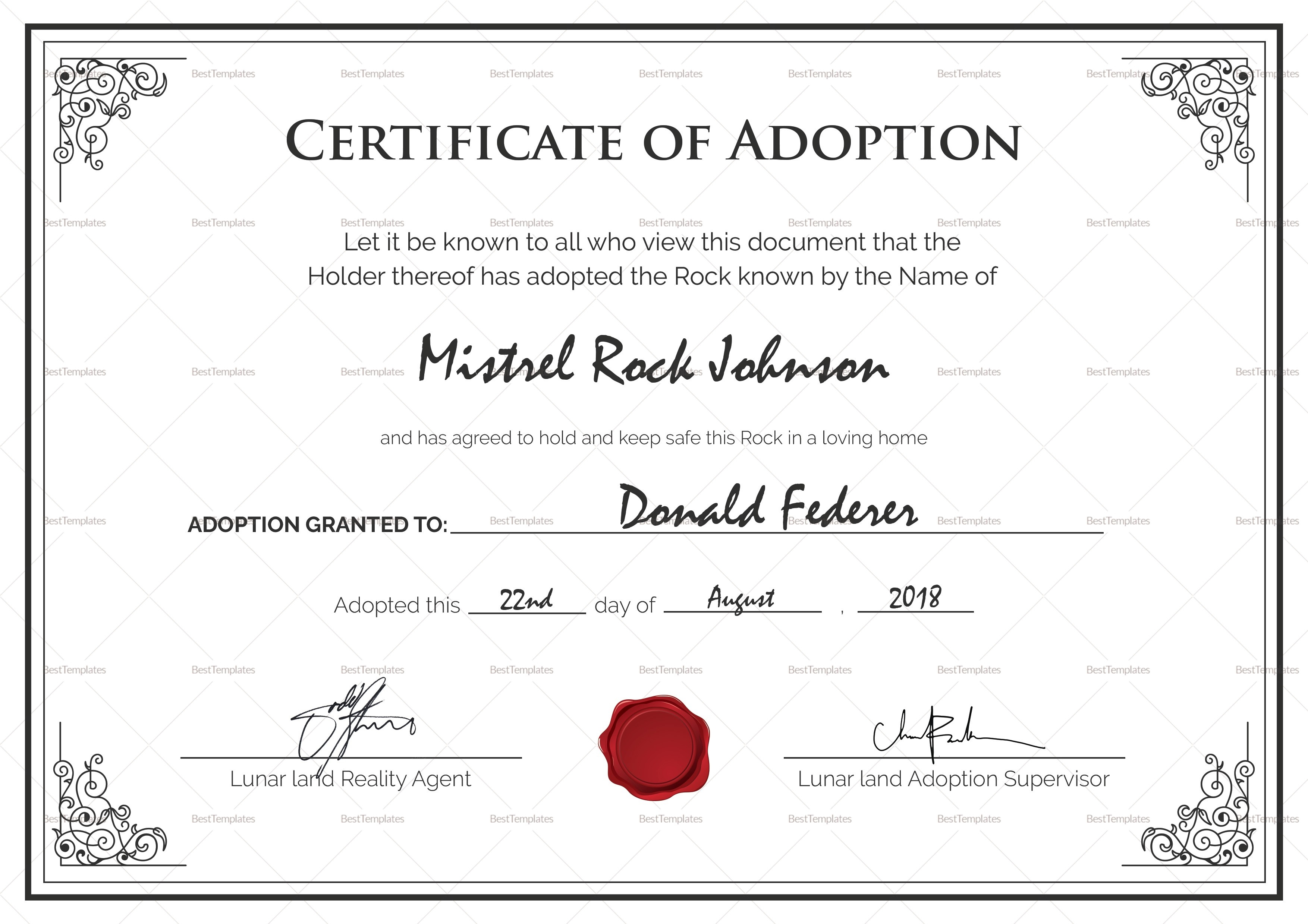 14+ Adoption Certificate Templates | Proto Politics - Fake Adoption Certificate Free Printable