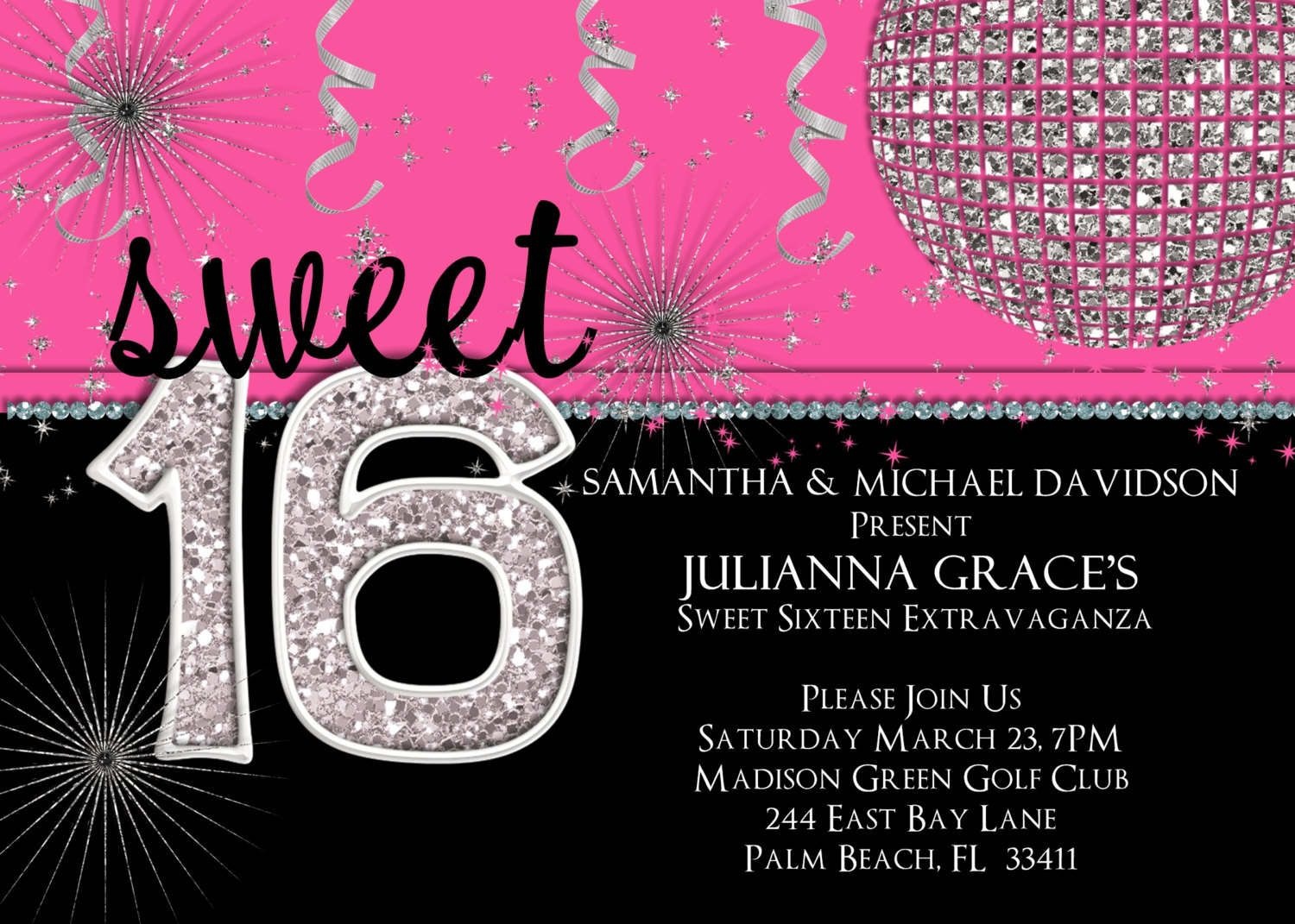 16Th Birthday Party Invitations Templates • Invitation Template Ideas - Free Printable 16Th Birthday Party Invitation Templates