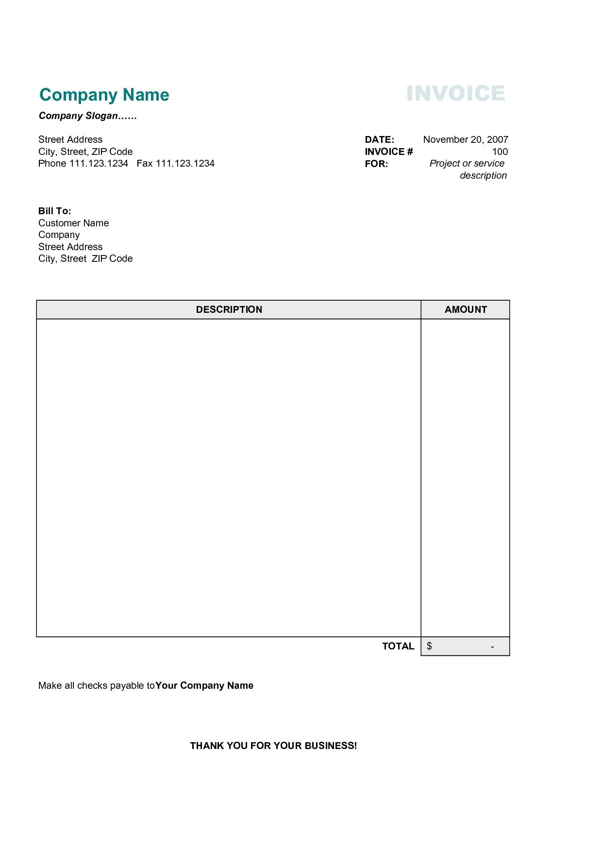 17 Best Photos Of Printable Commercial Invoice Sample Business - Invoice Templates Printable Free Word Doc