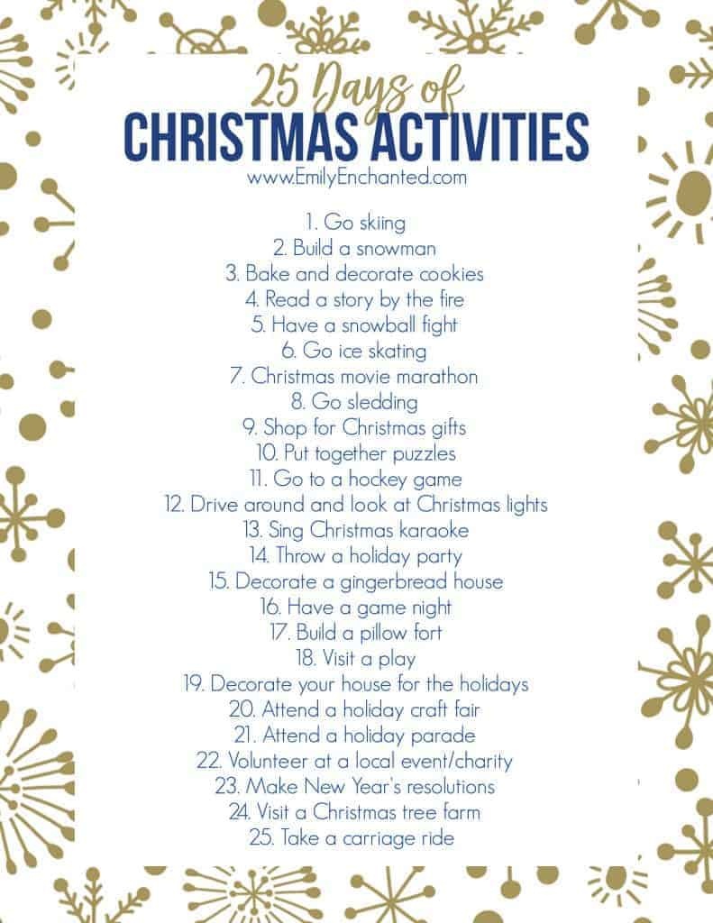 25 Days Of Christmas Activities Printable | Free Printable - Free Printable Christmas Activities