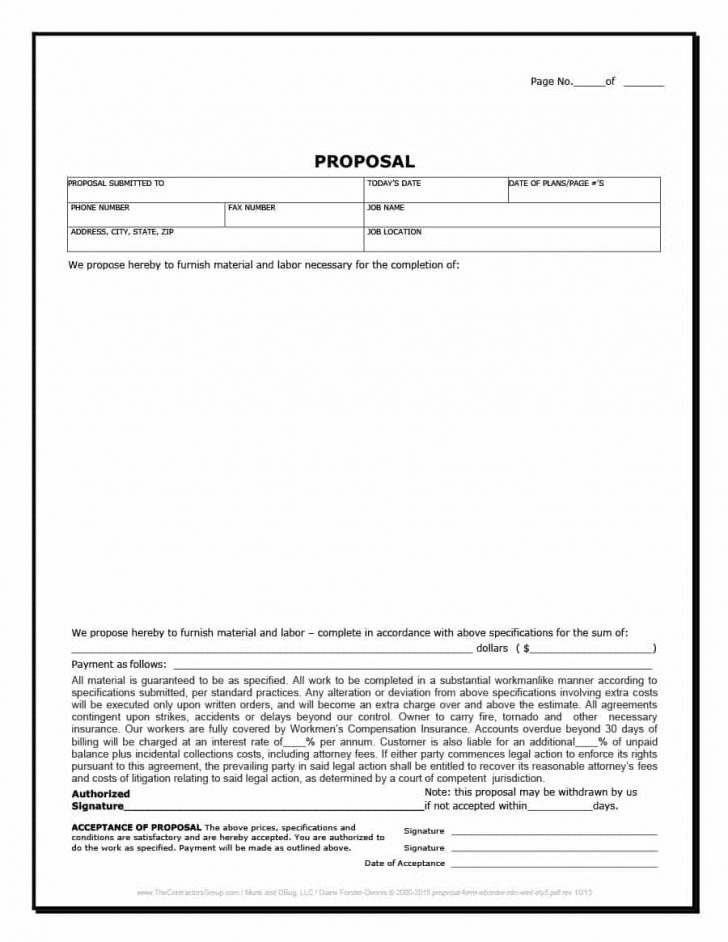 Free Printable Contractor Proposal Forms