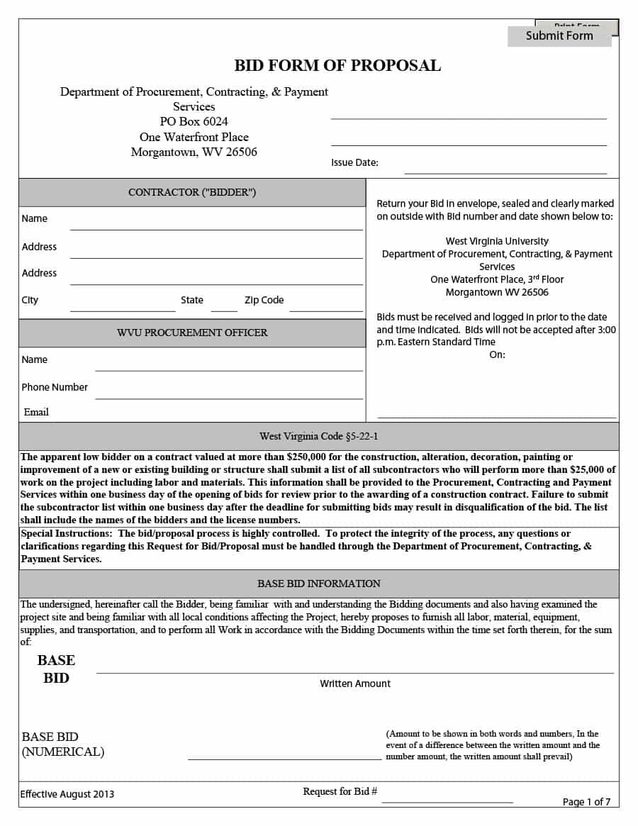 Free Printable Contractor Proposal Forms Free Printable