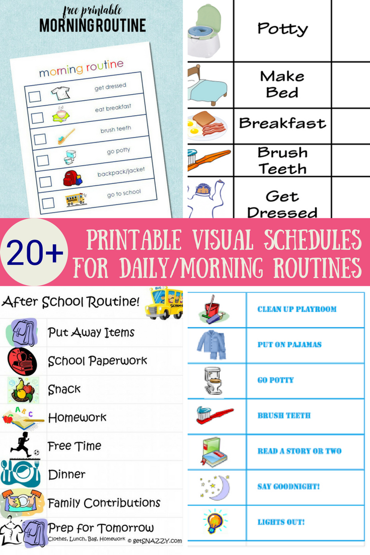 33 Printable Visual/picture Schedules For Home/daily Routines. | Hs - Free Printable Schedule Cards